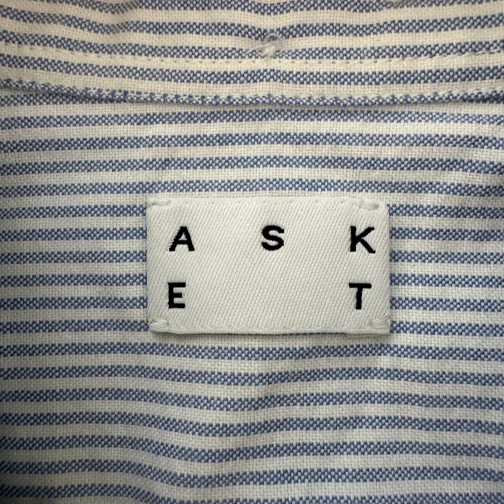 ASKET The Oxford Shirt Small Long Blue Stripe Button Down Organic Preppy Minimal - Picture 11 of 14